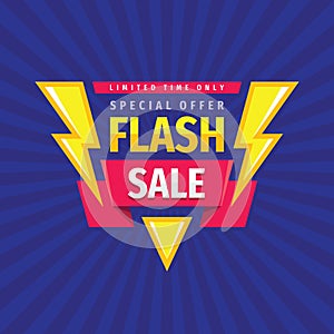 Flash sale - concept promotion banner template vector illustration. Discount special offer creative poster layout. Limited time photo