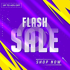 Flash sale design banner or poster header to complement the promotional media elements, blue light theme background