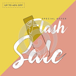 Flash sale design banner or poster header to complement the promotional media elements, feminism background clean and clear