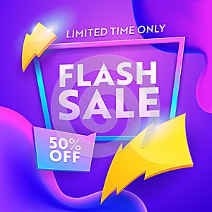 Flash Sale Discount Modern Poster. Online Ecommerce Retail Promotion Wholesale Gradient Template. Marketing Banner