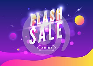 Flash sale, Online shopping sale poster or flyer design. Online shopping day Sale on futuristic space background.