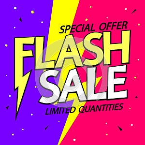 Flash sale poster design template, discount banner