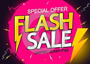 Flash sale poster design template, discount banner