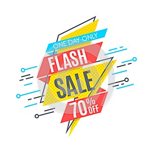 Flash sale promotion banner, flat design, price tag