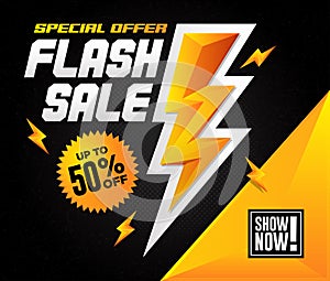 Flash Sale Special Offer Square Design Vector Illustration - Balck and Yellow Background