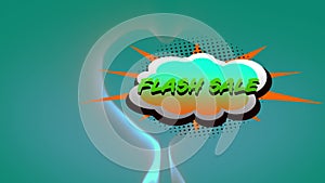 Flash sale text over retro speech bubble against heart shaped digital waves on green background