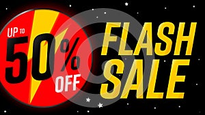 Flash Sale, up to 50% off, discount poster design template, store offer banner. Season shopping, promotion banner.