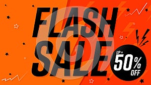 Flash Sale, up to 50% off, discount poster design template, store offer banner. Season shopping, promotion banner.