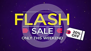 Flash sale only this weekend 20% off motion graphic video . sale promotion, advertising, marketing, website. Royalty-free Stock 4K