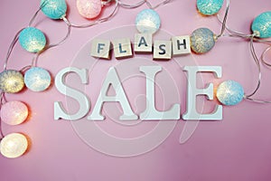 Flash Sale word alphabet letter on pink background