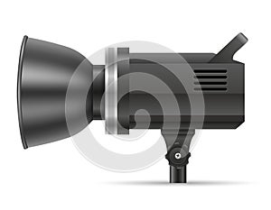 Flash for softbox on tripod in photo studio vector illustration