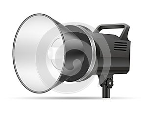 Flash for softbox on tripod in photo studio vector illustration