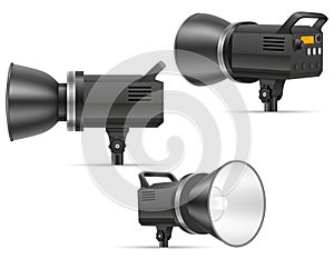Flash for softbox on tripod in photo studio vector illustration