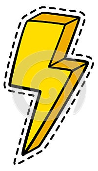 Flash sticker. Retro pop art lightning patch
