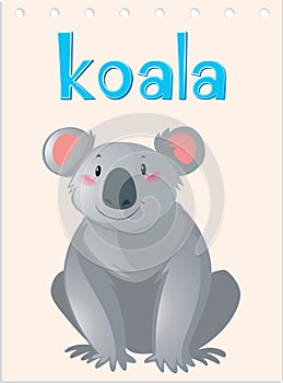 Flashcard animal with koala