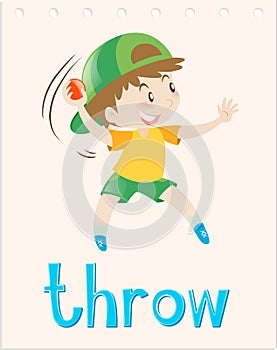 Flashcard with boy throwing ball