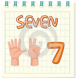 Flashcard design with number seven