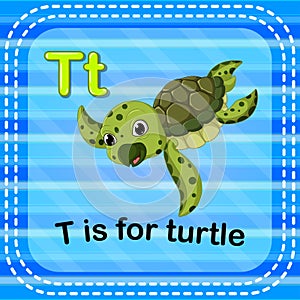 Flashcard letter T is for turtle