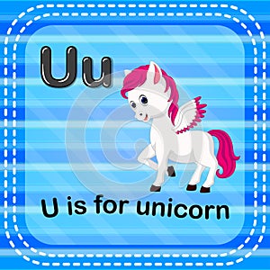 Flashcard letter U is for unicorn