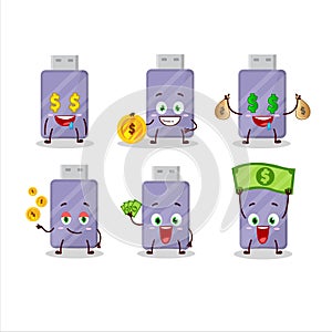 Flashdisk cartoon character with cute emoticon bring money