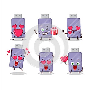 Flashdisk cartoon character with love cute emoticon