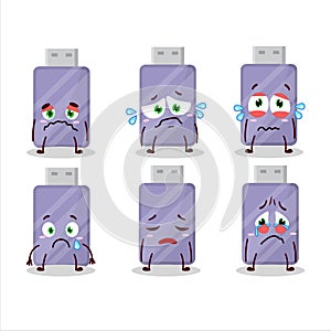 Flashdisk cartoon in character with sad expression