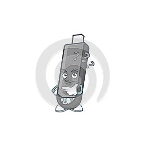 Flashdisk cartoon mascot style in a confuse gesture