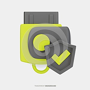 Flashdisk Protection privacy 3D Illustration