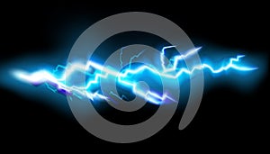 Flashes of lightning, isolated on transparent background. Thunderstorm electric bolt, vector illustration in realistic