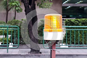 Flashing beacon lights for road works safety, warning lights for construction, indicator light of construction zone on the road