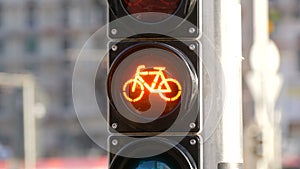 Flashing orange traffic light for cyclists.