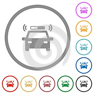 Flashing police car flat icons with outlines