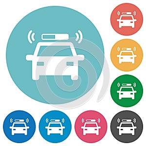 Flashing police car flat round icons