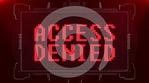 Flashing red access denied warning word text on futuristic digital black lcd screen seamless loop animation - new