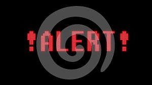 Flashing red alert warning word text on digital black lcd screen seamless loop animation - new quality techology