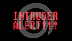 Flashing red intruder alert warning word text on digital black lcd screen seamless loop animation - new quality