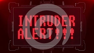 Flashing red intruder alert warning word text on futuristic digital black lcd screen seamless loop animation - new