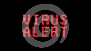 Flashing red virus alert warning word text on digital black lcd screen seamless loop animation - new quality techology