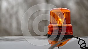 Flashing revolving light on top of a police, firemen, hospital emergency support and services vehicles
