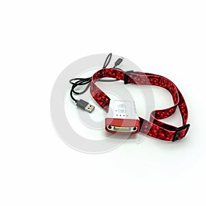 Flashlight for a cyclist. Wi-Fi connection and light control buttons on the case.