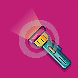 Flashlight device vector illustration in flat style