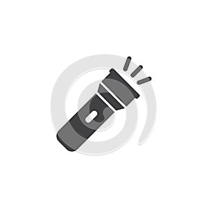 Flashlight icon in flat style. Electric lamp vector illustration on isolated background. Pocket lantern sign business concept