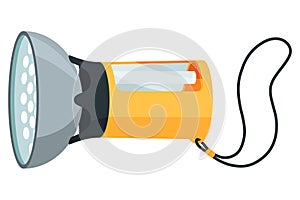 Flashlight of light icon with spotlight or flash function. Light lantern isolated on white background. Vector cartoon