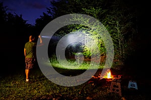 Flashlight in outdoor camping