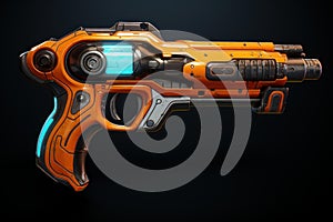 Flashy Neon pistol gun. Generate Ai