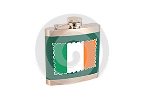 Flask for alcohol with the flag of Ireland. Irish alcohol