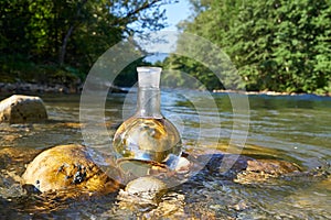 Flask with clear river water