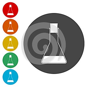Flask icon. Circle concept web buttons