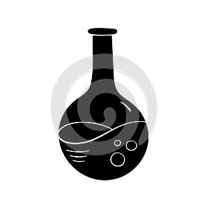 Flask icon in simple style, vector illustration. Chemistry laboratory tube for study and experiment, hand drawn photo