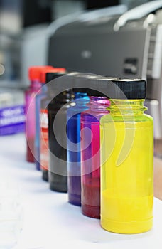 Flask of inks for printer photo